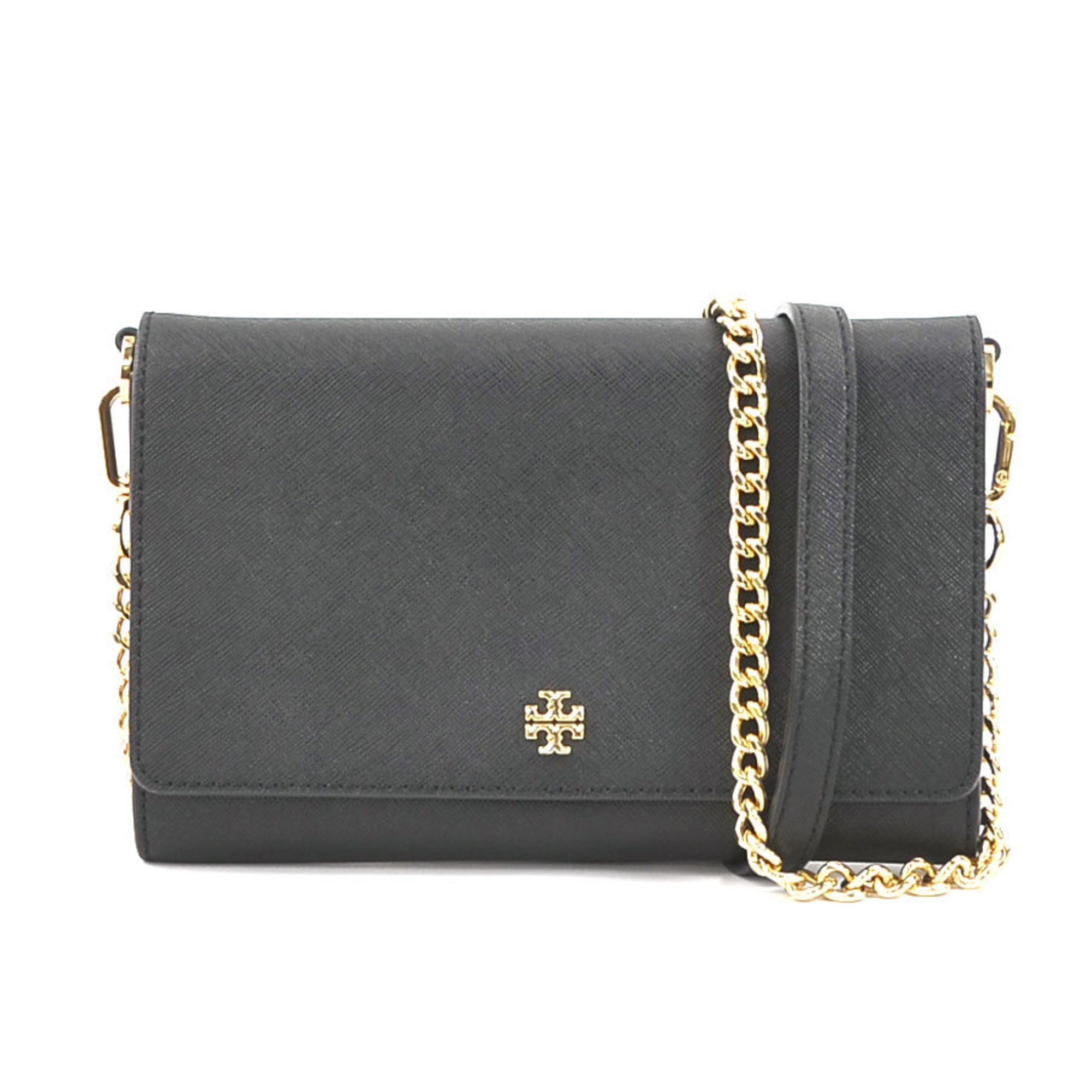 Tory Burch Shoulder Wallet Leather Black Ladies
